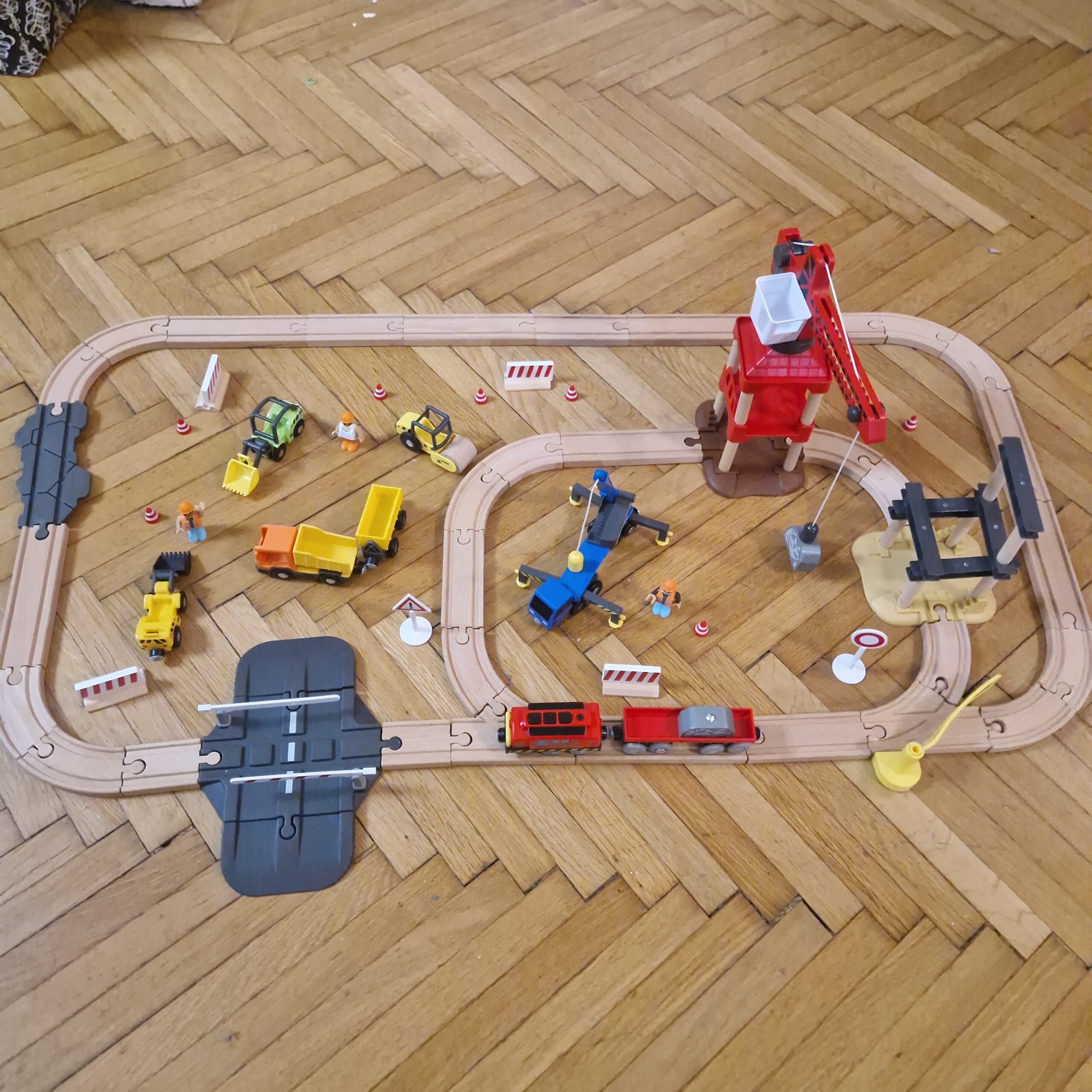 Ritka! építkezés szett kék talpas darusautóval, elektromos kisvonattal - Image 3